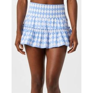 The Bubble Lifestyle Lawley Skirt Blue Argyle Tennis Golf Blue White Ruffle M